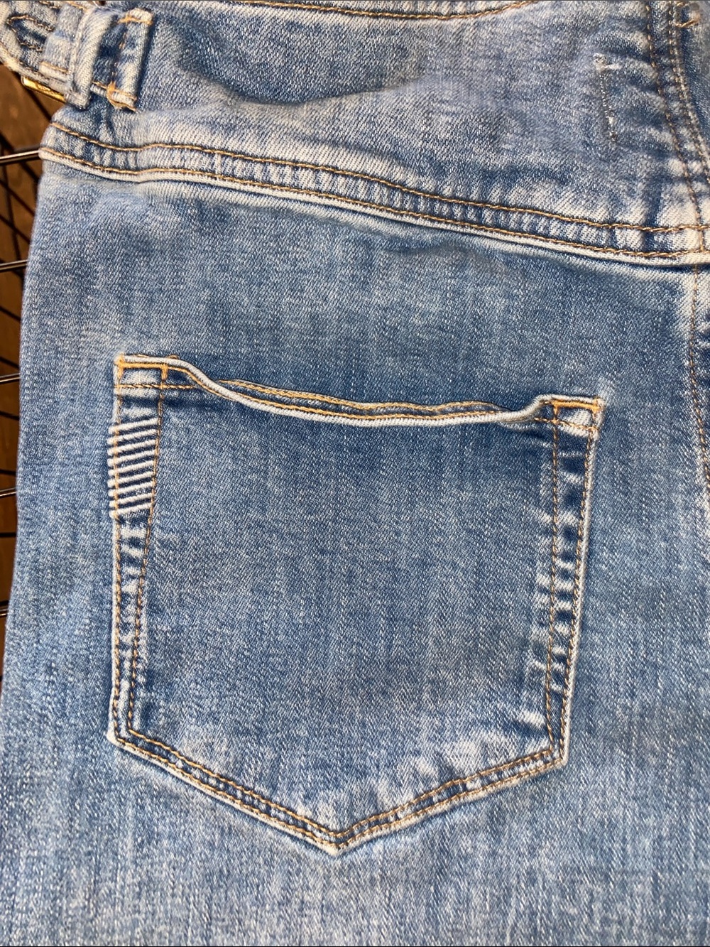 PAIGE Light Blue Flared Wide-Leg Jeans with Side Buckle Detail - Picture 8 of 9